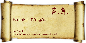Pataki Mátyás névjegykártya